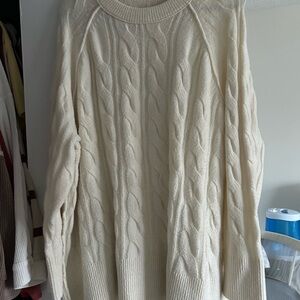 Cream Cable Knit Sweater- aerie - size xl